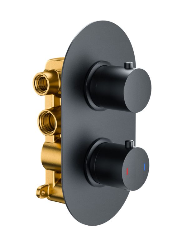 Black Dual Control Round Shower Valve (1 Outlet)