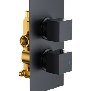 Black Dual Control Square Shower Valve (1 Outlet)