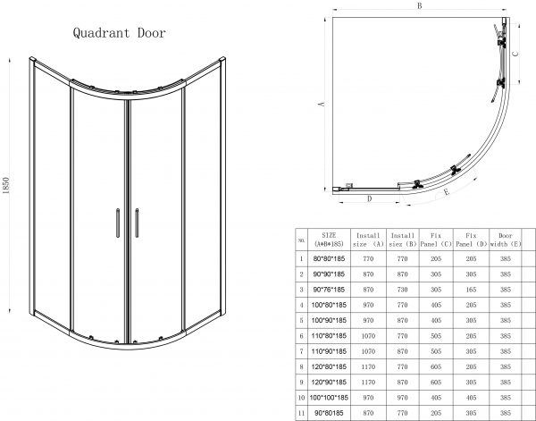 Double Door Quadrant 6mm Shower Enclosures - Image 3