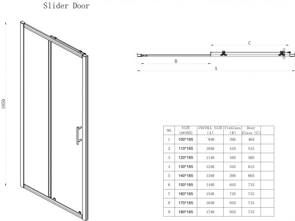 Sliding Door 6mm Shower Enclosures With Side Panel - Image 3