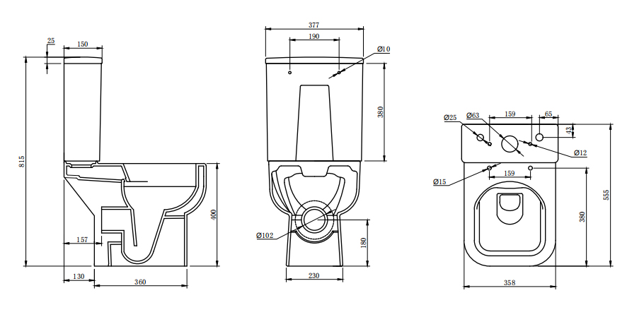 Select 550 Open Back Close Coupled WC Cistern & Seat - Image 2